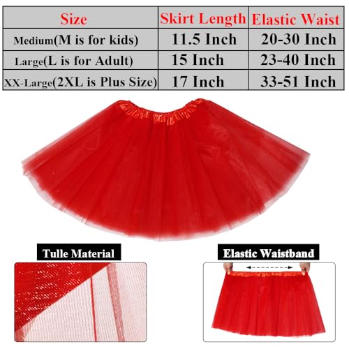 Women's 5-Layer Tulle Tutu Skirt, Adult Dance Ballet Tulle Dress,Teens Halloween Cosplay Running Tutu