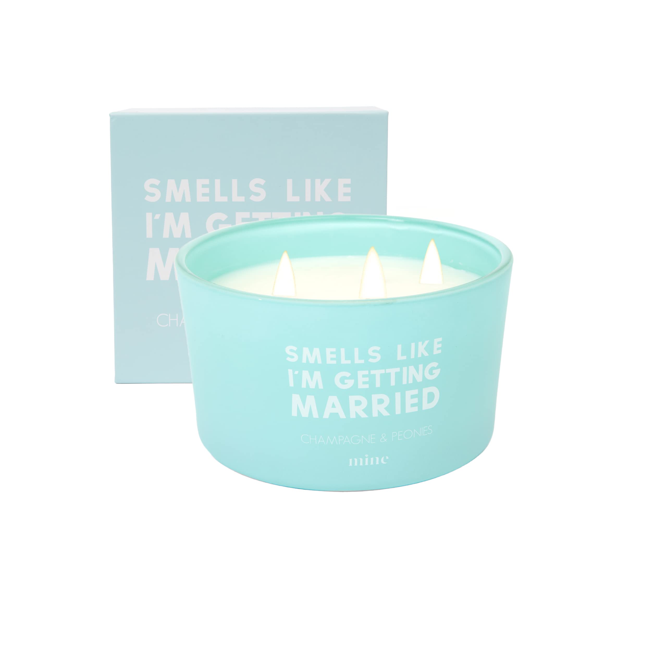 Smells Like I'm Getting Married Candle - Champagne and Peonies Scented - Gift for Brides - 3 Wick 8oz Natural Soy Wax - Luxury Home Fragrance - Premium Gift Box