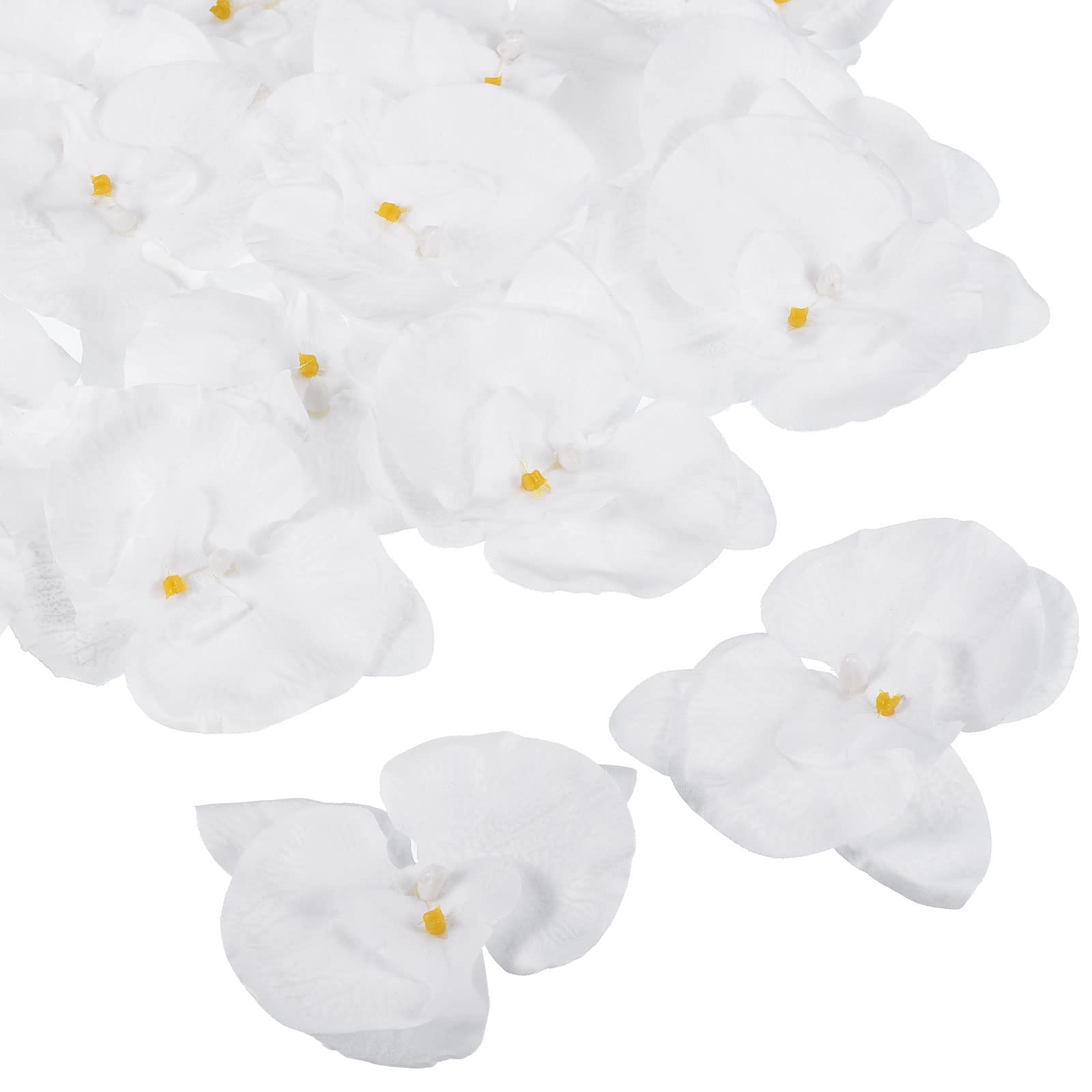 PATIKIL 10cm/3.9" Artificial Orchid Flower Heads, 20 Pack Silk Phalaenopsis Fake Butterfly Orchid Heads for Wedding Floral Bouquet Decor DIY Craft Making, Pure White