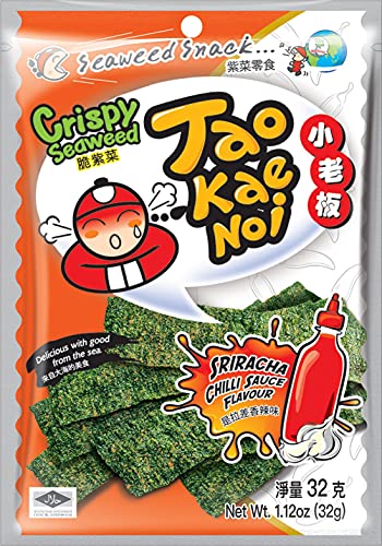 Tao Kae Noi Crispy Seaweed Snack Sriracha, knuspriger Algensnack, 32 g