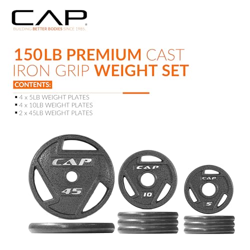 Image of CAP Barbell 2-Inch Olympic Cast Iron Plate Weight Set | 75-285 lbs | Multiple Options
