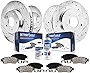 Detroit Axle - Front & Rear Drilled and Slotted Disc Brake Kit Rotors w/Ceramic Pad Kit - Check Vehicle Filter