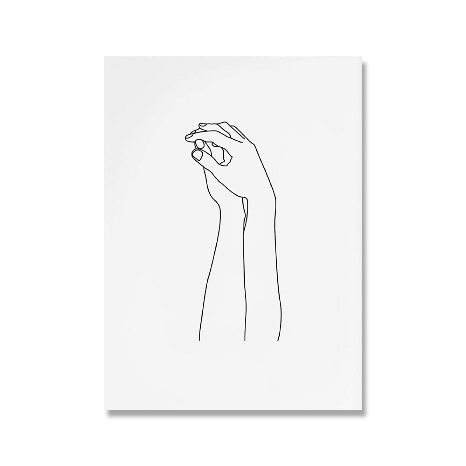 Cuadro en lienzo Cartel nórdico Tomados de la mano Dibujo de línea negra Impresión artística Decoración de pared de guardería A4 Manos de pareja Arte de pared 40x60cmx2 Con marco