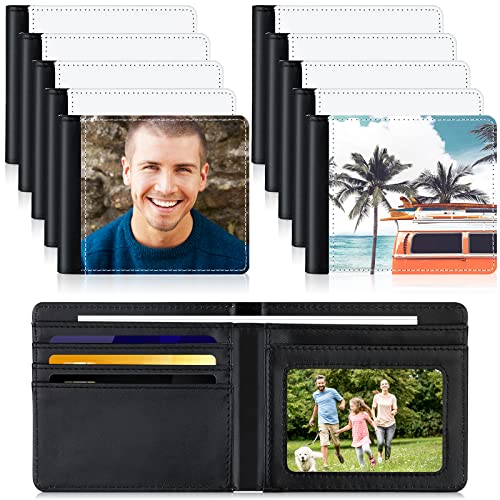 Sanwuta 10 Pieces Sublimation Wallets Blanks for Men Father's Day Gifts Employee Appreciation Thank You Gifts Graduation Heat Transfer Sublimation Wallet Bulk