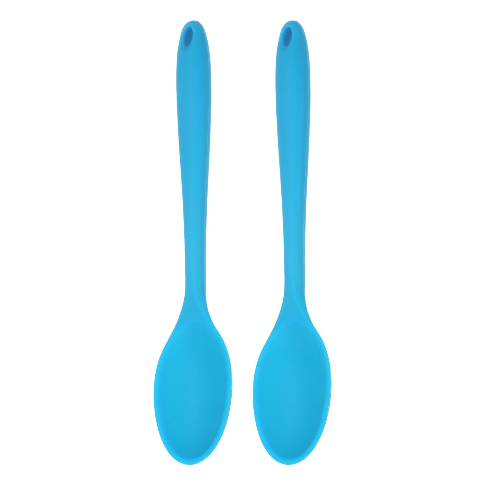 sourcing map 2Pcs Silicone Spoons, Heat Resistant Kitchen Cooking Utensil Spoon for Cooking, Mixing, Stirring and Serving, Blue