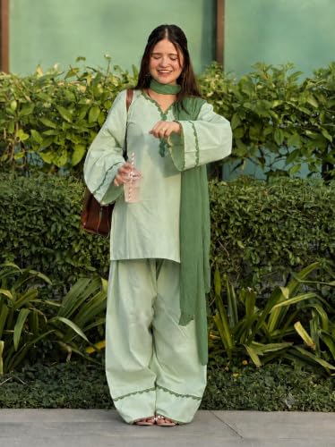 Image of ANNI Designer Cora Cotton Farshi Salwar Suit for Women | Farsi Style Kurti | Farasi Kurta with Dupatta | Parsi Ethnic Dress | Indian Office Party Traditional Clothing Fashion Wear