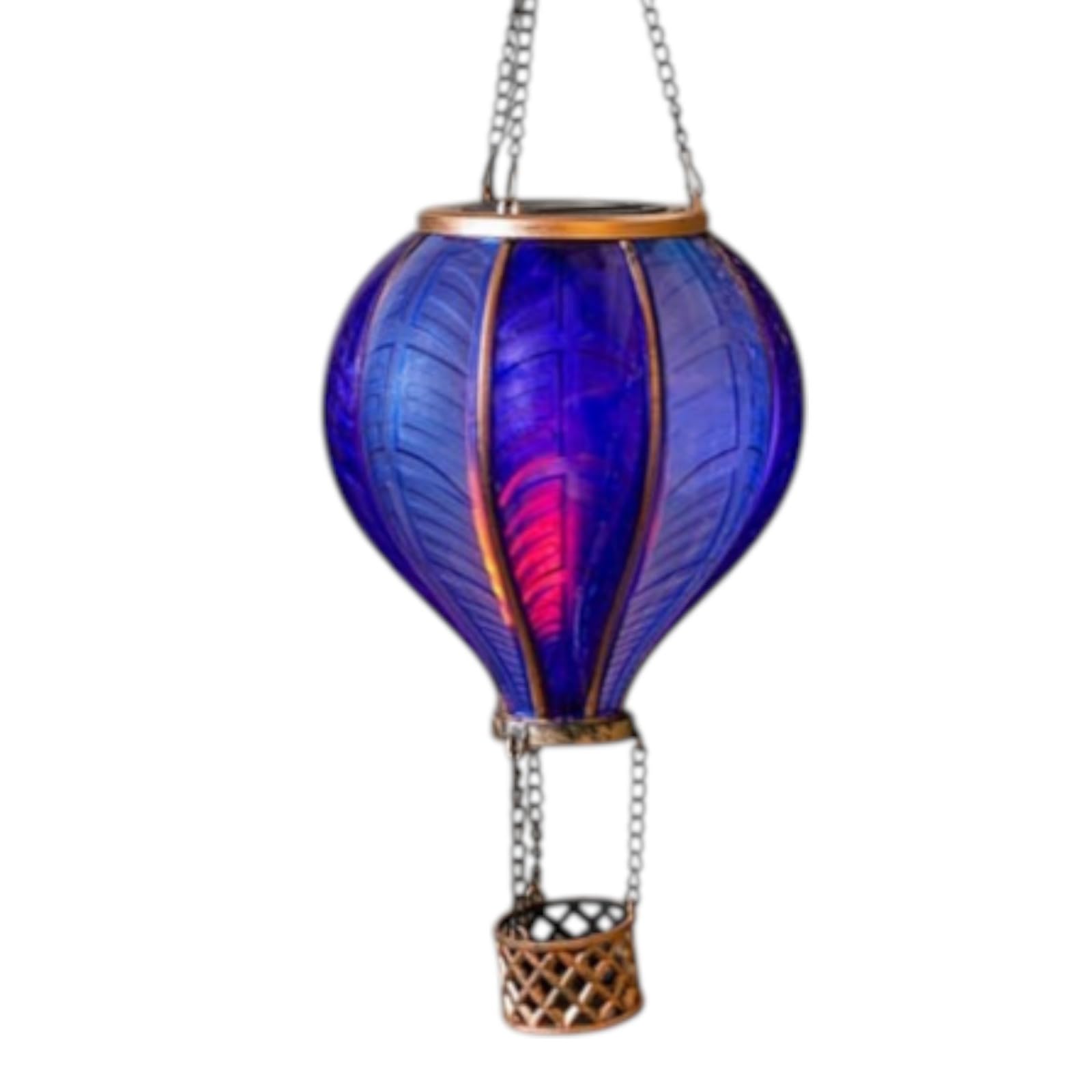 Solar Hot Air Balloon Hanging Garden Light, Flickering Flame Effect LED Lantern, Outdoor Decorative Solar Lamp for Garden Patio Pathway Balcony – Pink Purple Green (Purple)