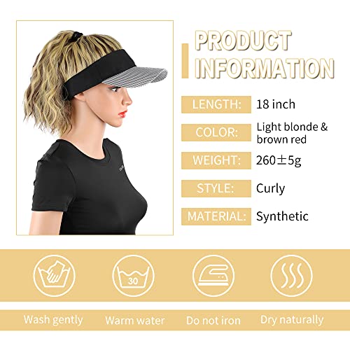 Aisi Beauty Hat Wig With Ponytail Wig Hat For Women Hats With Hair Ponytail Baseball Cap Hats Wig Synthetic Hat Wig For Women Adjustable 86H10 Baseball Hat Wig (Light Blonde & Brown Red (86H10) #TOP3