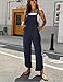 Omoone Women Sleeveless Straps Baggy Jumpsuit Overalls Casual Summer Bib Rompers Pockets (3124-Blue-L)