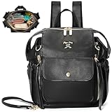 miss fong Mini Diaper Bag Backpack Small Diaper Bag with 12 Pockets, Insulated Pocket, 2 Insulated Pockets (Black)