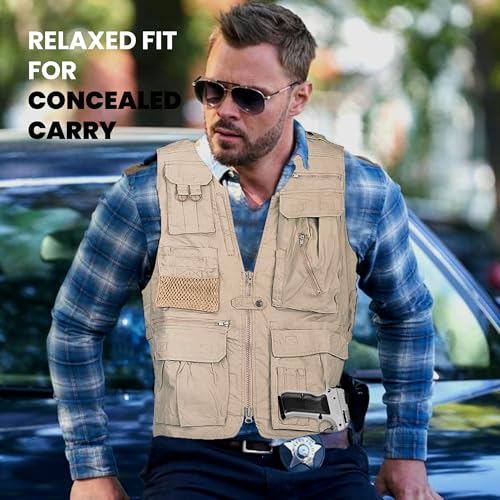 Image of Humvee Utility Vest with 21 Pockets -Travel, Safari, Hunting, Camping, 100% Cotton, Tactical Jacket for Men & Women
