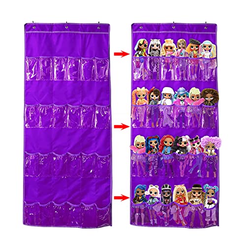 AGUDOU® Juguete del Niño Bolsillos Colgantes,Que se Puede Colgar en la Puerta Bolsa de Almacenamiento de Juguetes Kids,Compatible con Muñeca LOL/Muñeca Sorpresa/Barbie (purple) Cover