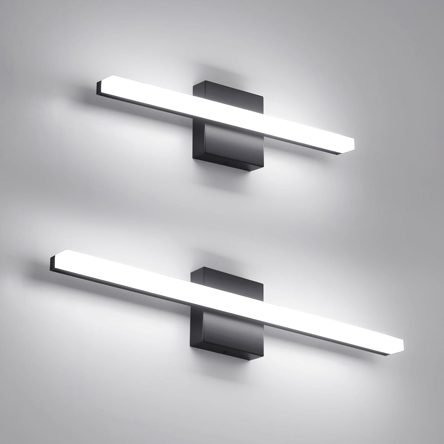Combuh LED Bathroom Vanity Light Bar Black IP44 Over Mirror Lighting Fixture Wall Sconce Indoor Modern Cool White 6000K