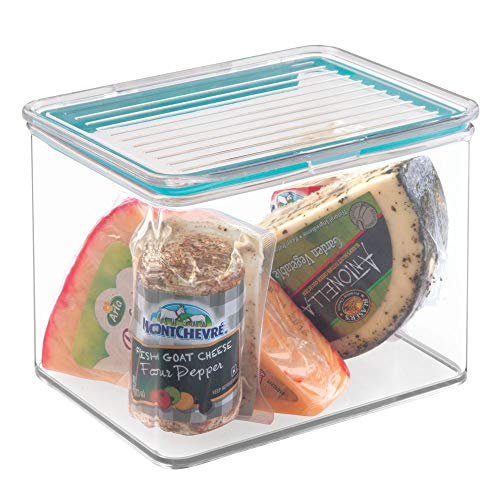 mDesign Airtight Stackable Kitchen Pantry Cabinet Food Storage Container - Attached Hinged Lid