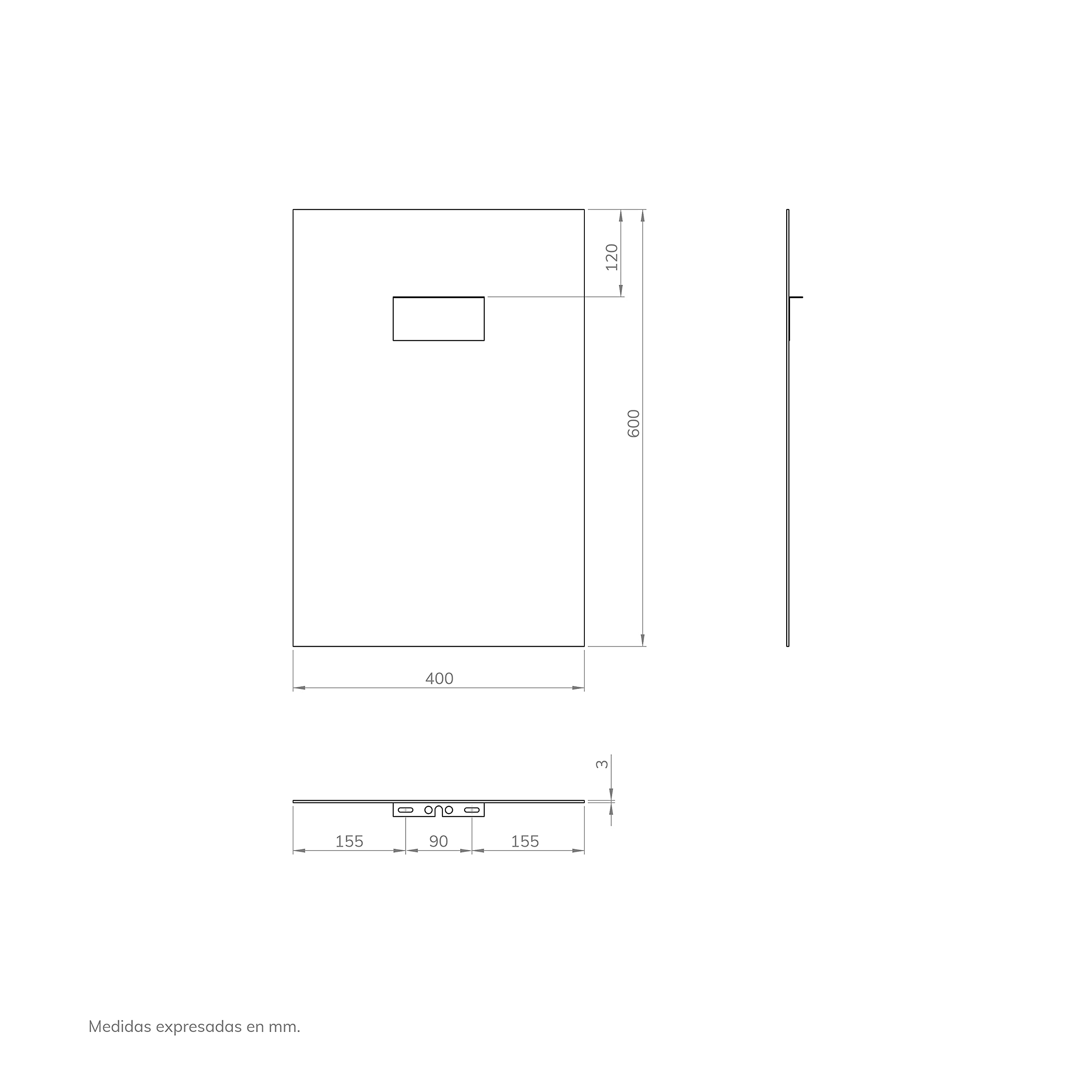 BAIKAL Espejo de Baño Rectangular 40x60cm Con y Sin LED
