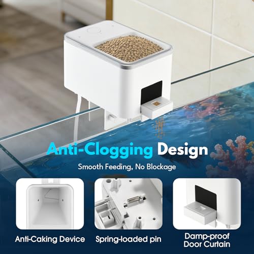 Automatic Fish Feeder for Aquarium, Moisture-Proof Adjustable Food Dispenser, APP Control with Timer, Four Precision Feed Funnels USB Powered Suitable for Small Tank Pelleted Food Black - Image 4