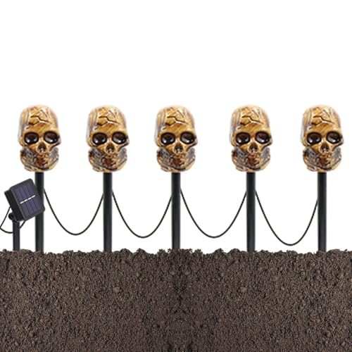 Sghtil Luces de calavera con energía solar, luces de calavera solares - Luces impermeables de 5 piezas - Iluminación de paisaje con energía solar para caminos, jardín, patio, decoración de