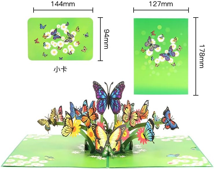 Miniatura 4 de Drawelry Tarjeta emergente creativa 3D de papel hueco para felicitaciones de cumpleaños, flores, coche, pastel, mariposa, tarjeta con patrón de