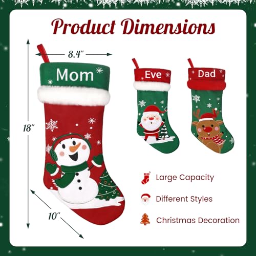 Christmas-Stockings-18-Large-Christmas-Stocking-with-Exquisite-Embroidery-Snowman-Santa-Reindeer-Traditional-Classic-Red-and-Green-Design-Xmas-Stockings-for-Family-Christmas-Holiday-Decorations Christmas Stockings 18 Large Christmas Stocking with Exquisite Embroidery Snowman Santa Reindeer Traditional Classic Red and Green Design Xmas Stockings for Family Christmas Holiday Decorations