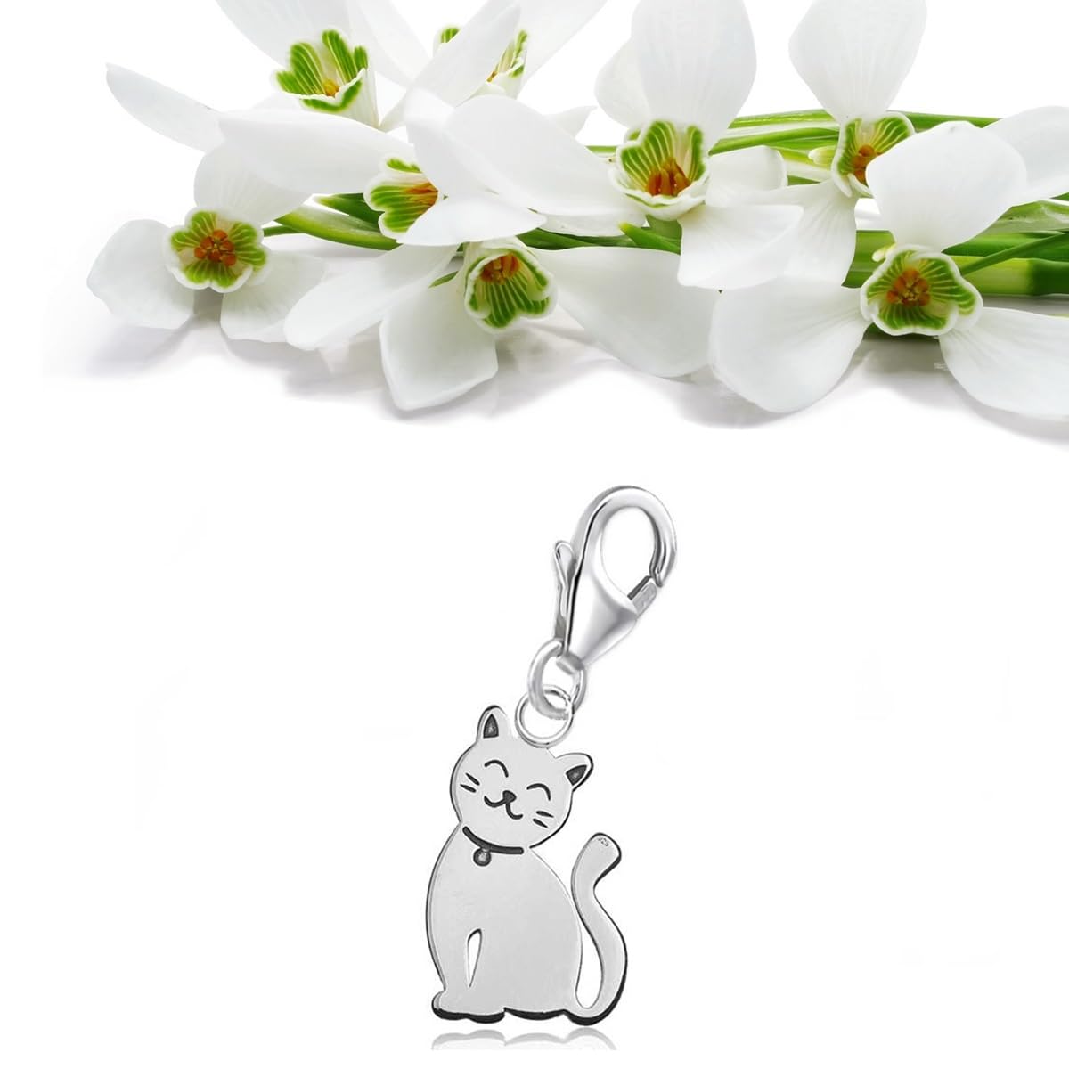 mini chat pendentif charme en argent 925 pour bracelet ou chaîne
