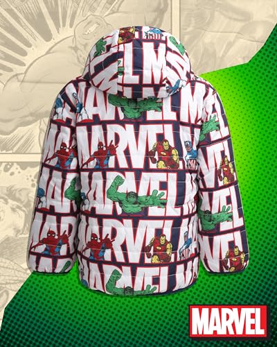 Image of Marvel Spider-Man Boys Puffer Jacket Reversible Sherpa Fleece Lining Coat