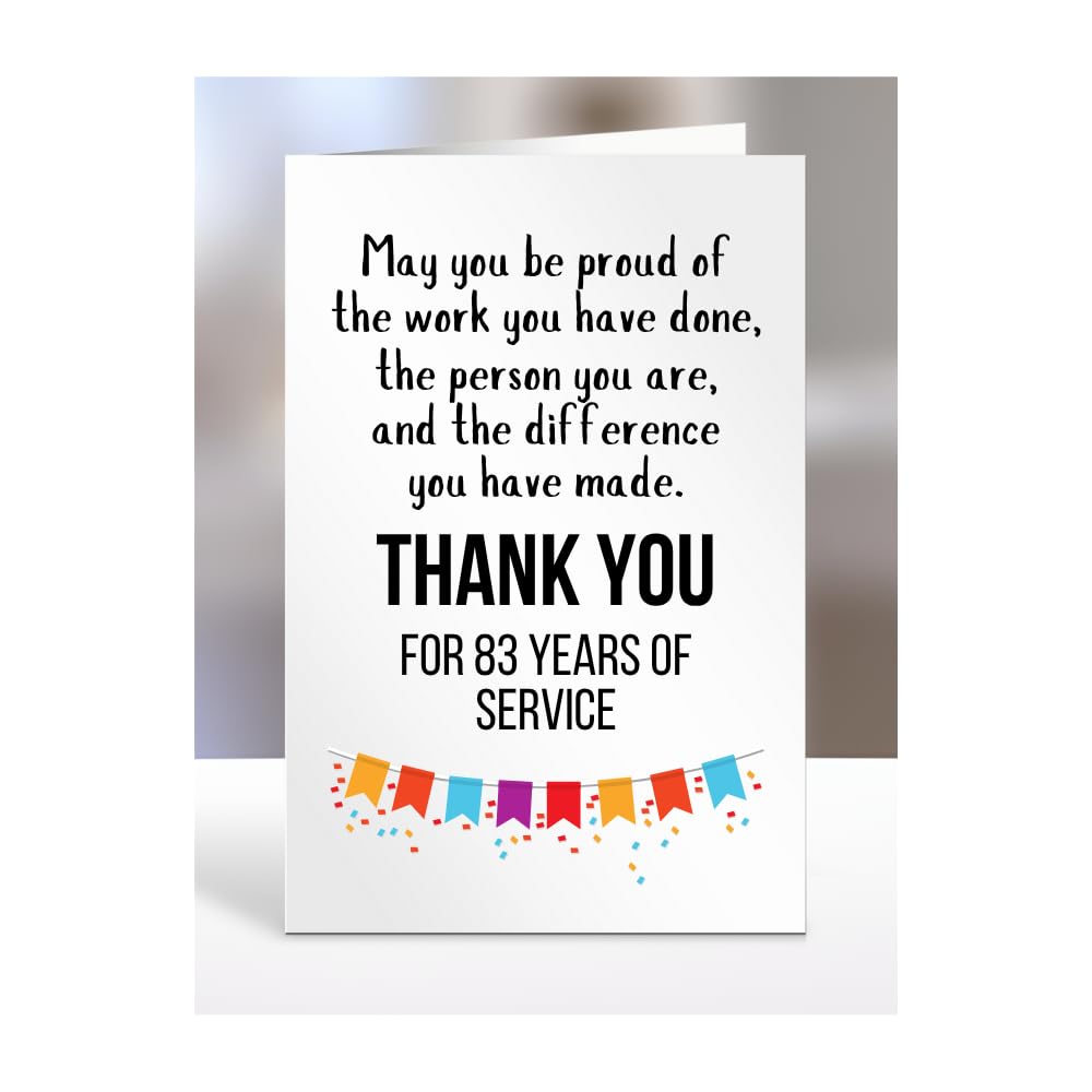 83 years of work service card, for employee, colleague, boss, manager, supervisor, present, anniversary, gifts for men, women, him, her, 83rd,Thank you for, A5-149_84