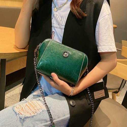 Image of Genuine Leather Small Crossbody Bags for Women Green | Lightweight Shoulder Purse, Designer Handbag with Adjustable Strap, Casual Travel Everyday Bag