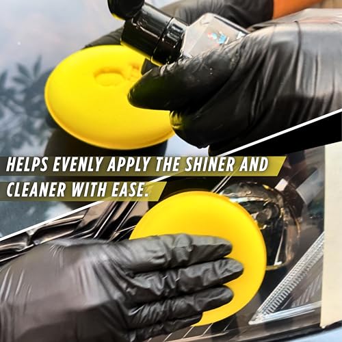 Image of CAR SAAZ Car Headlight Cleaning Kit | Headlight Shiner & Glass Cleaner Combo with Applicator Pad & Microfiber Cloth | Complete Restoration & Shining Kit for Vehicles Glass and Headlights