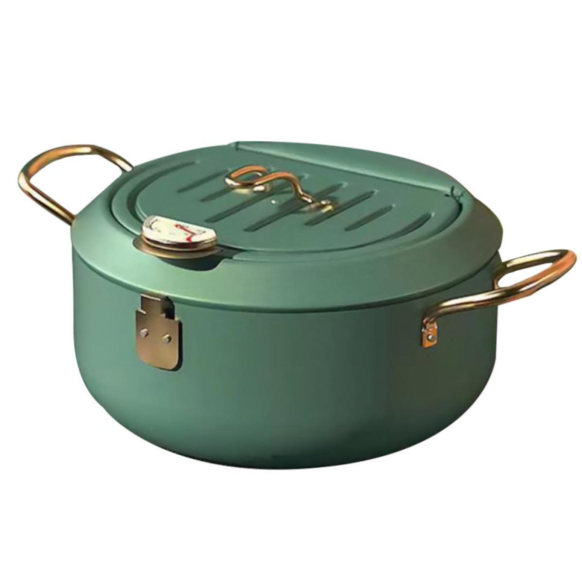 Pentola Frittura Mini in Acciaio al Carbonio Verde con Termometro