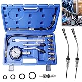 13 Stück kompressionsprüfer Set, Auto Kompressionstester-Satz für Benzinmotor 0-300 PSI / 0-20 Bar, Benzin Kompressionsmessgerät, Zylinderdruck Kompressionsmesser mit Zündkerzentester