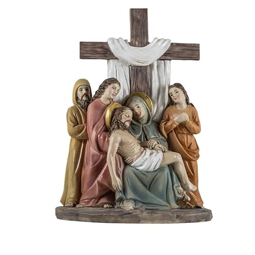 Representacion de el descendimiento de Jesus de la Cruz de Resina Pintado a Mano de 16 cm