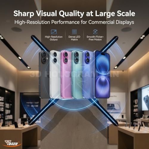 Image of TONZO 3D Hologram Fan Display 100cm (39.3 Inch) with 4 Blades | Wall Mount hologram projector 3d Advertising Display | 1184 LEDs, 2600 x 1184 Resolution, WiFi App Control, Bluetooth Audio Support, 8GB Storage | 1 Year Warranty