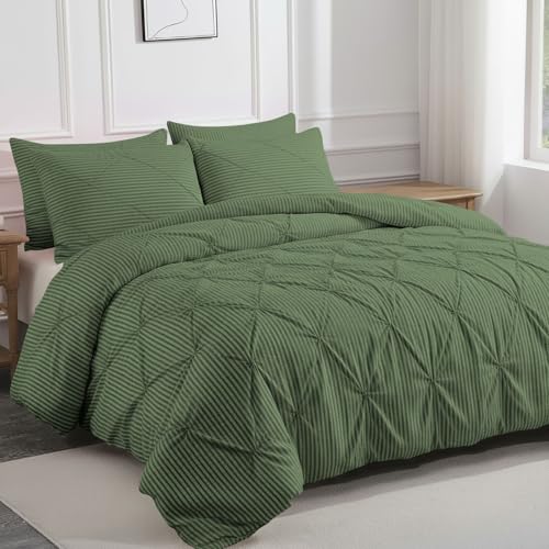 D.N.G BEDDINGS 5 Piece Luxury Striped Pinch Pleated