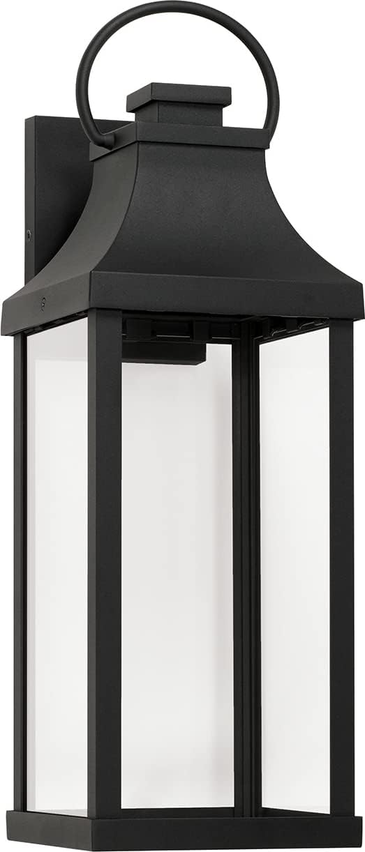 Capital Lighting 946421BK-GL Bradford Night Sky Clear Glass Rectangular Outdoor Wall Lantern, 1-Light 7 Watt, 21" H x 7" W, Black