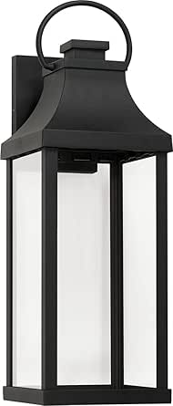 Capital Lighting 946421BK-GL Bradford Night Sky Clear Glass Rectangular Outdoor Wall Lantern, 1-Light 7 Watt, 21" H x 7" W, Black
