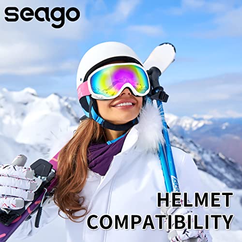 Ski Goggles Snowboard Goggles Anti-Fog Snow Sports Goggles For Women Men Adult Youth, Mirrored 100% Uv Protection Helmet Compatible, Pink Otg Winter Goggles Over Glasses Snowboarding Skiing Equipment #TOP2
