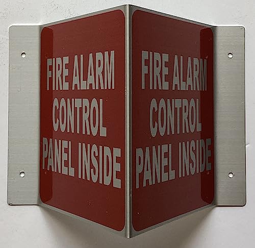 Corridor Fire alarm control panel inside sign-Fire alarm control panel inside Hallway sign (Aluminium,5x6 SILVER/Red)-le couloir Line