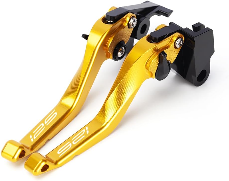 Motorcycle Short Brake Clutch Levers Compatible with K.awasaki Z125 Pro 2017 2018 2019 2020 2021 2022 2023 | Front Shorter Levers Handles Z 125 BR125 Accessories (Gold)