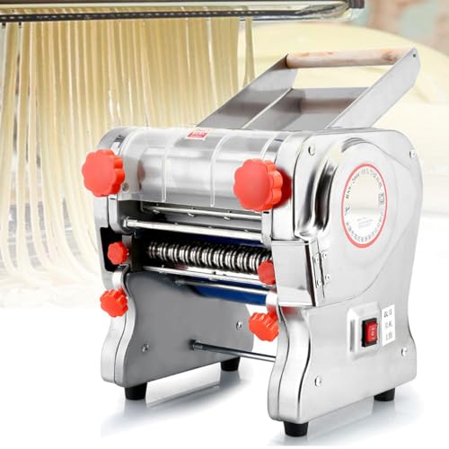 550W Automatic Noodle Machine, Electric Pasta Makers Machine, Commercial Dough Roller Machine for Spaghetti, Fettuccini, Lasagna or Dumpling Skins,FKM200