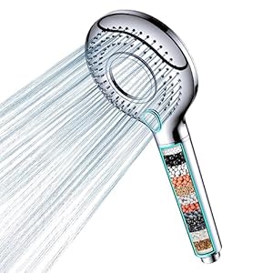 MEKO Douchekop met filter, hoge druk, handdouche met filtratie in 15 lagen, 1,5 m slang, 3 straalsoorten, spaardouchekop voor het verwijderen van hard water, chloorresten, bacteriën en zware metalen
