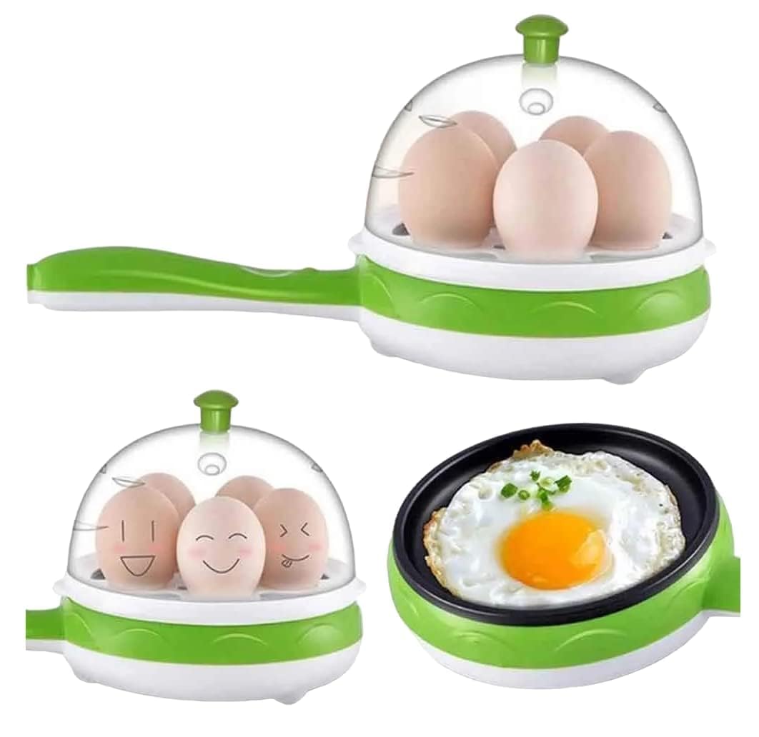 Single Handle egg bowler and Capacity of 7 Eggs Egg Boiling Non-Stick Steamer and Egg Frying Pan Machine 2 in 1 Single Layer Egg Boiler Omelette Maker and Other Egg Variety