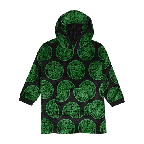 Celtic F.C. Reversible Fleece Hoodie For Kids | Boys Oversized Hooded Lounge Gown | Soft Fleece Blanket | Celtic Football Gift for Boys | One Size Fits All Age 7-13 Years