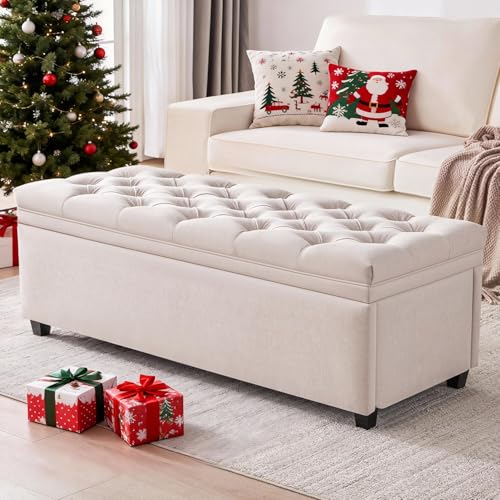 Mangodan 50' Storage Ottoman Bench, Tufted Ottoman with...