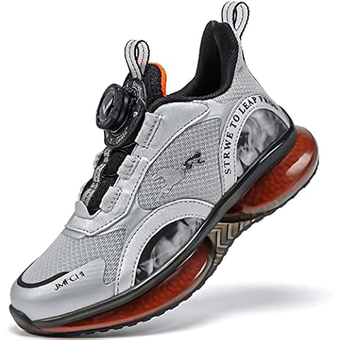 JMFCHI SPORTS Kids Shoes Boys Sneakers Running Athletic Shoe Breathable Lightweight Mesh Girls Sports Sneaker Silver Black Big Kid Size 5 Cover