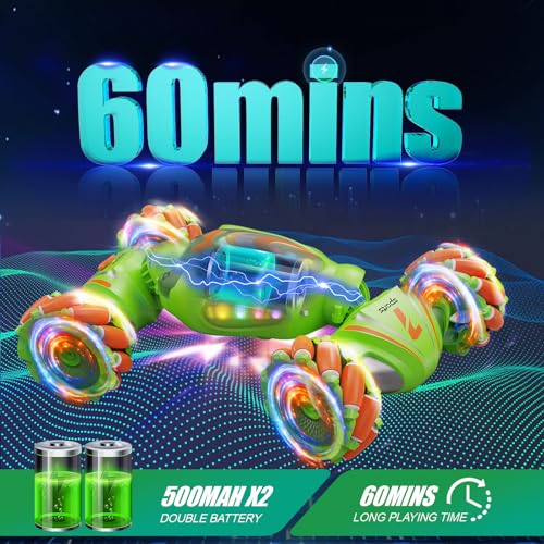 Image of Nicella Remote Control Car, RC Cars for Boys, Gesture Stunt with Light & Music, 4WD, 360 Rotating, 2.4Ghz Remote Control Car Toys, Birthday Gift for Kids Age 6+ (Green)