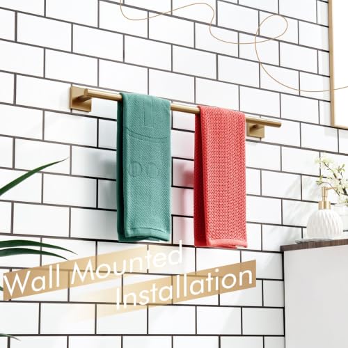Image of KOKOSIRI Bathroom Towel Bar Bath Towel Holders for Toilet Kitchen Cabinet Wall Mount 24 Inch Champagne Bronze Stainless Steel B4005CPG-L24