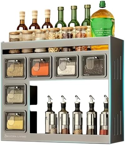 Spice Rack Organizer for Cabinet – Kitchen Space-Saving Storage Solution | Spice Rack Wall Mount or Countertop organizer for pantry, Bathroom or Home Decor.