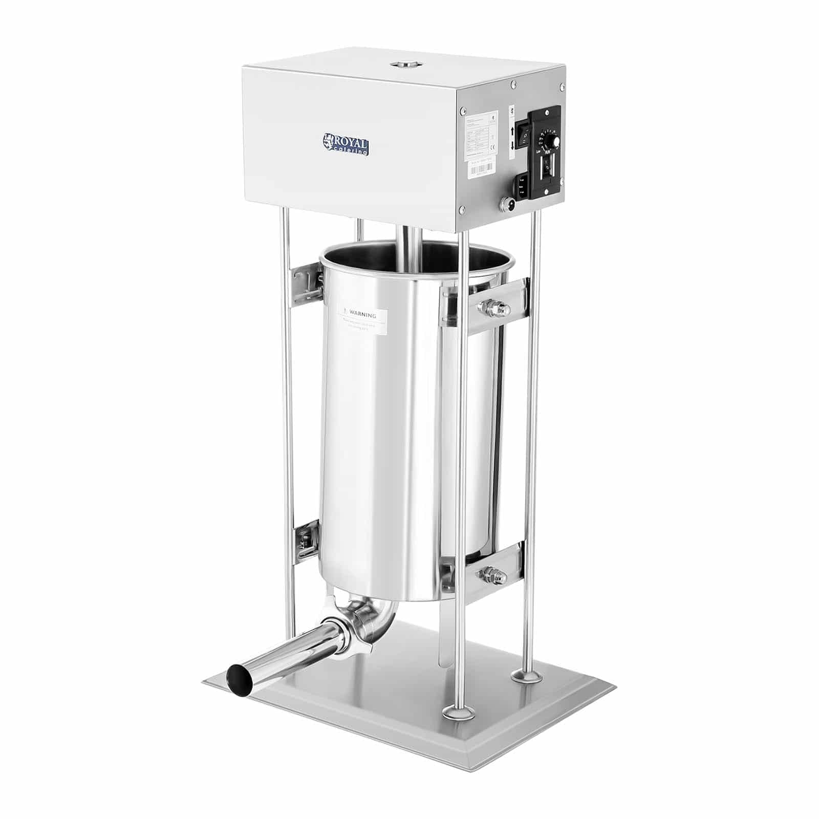 Royal Catering RCWF-15LE-H Insaccatrice Elettrica Macchina per Salsiccia Elettrica (15 L, 260 W, Pedale, Cilindri 16/22/32/38 mm) Acciaio Inox