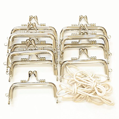 MYmama がま口 口金 約8〜8.5cm 印鑑ケース カン付き (10個, シルバー)