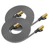 BUSOHE LANケーブル3-meters 2本 Cat8フラット編みケーブル高速 RJ45コネクタ薄型イーサネットケーブルめっき種別8シールド折れ防止モデムルータなどに適している。
